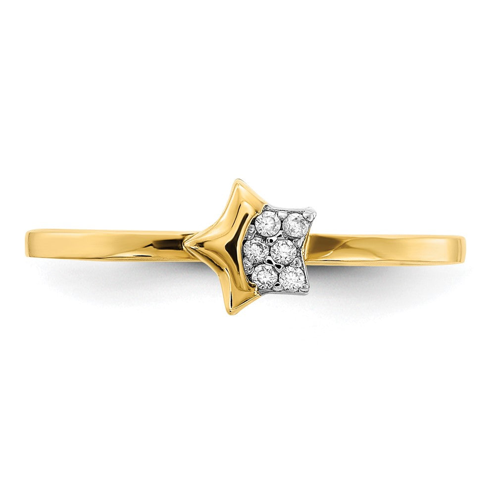14K Yellow Gold Polished CZ Star Ring