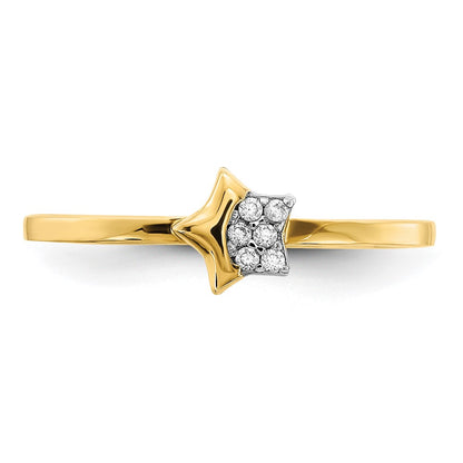 14K Yellow Gold Polished CZ Star Ring