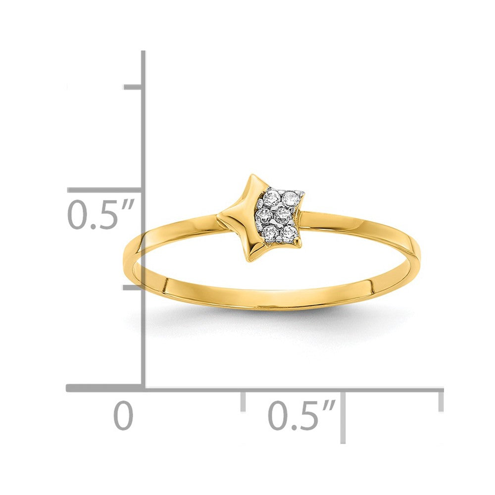 14K Yellow Gold Polished CZ Star Ring