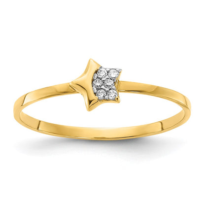 14K Yellow Gold Polished CZ Star Ring