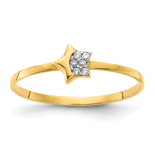 14K Yellow Gold Polished CZ Star Ring