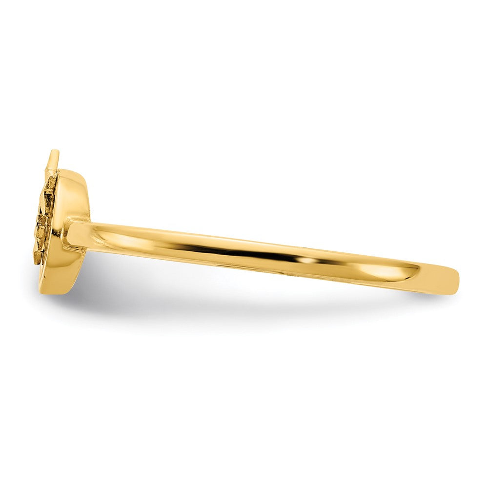 14K Yellow Gold Enameled with Diamond-cut Stars Ring