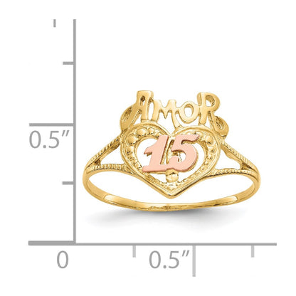 14k Two-Tone Gold Amor 15 Heart Ring