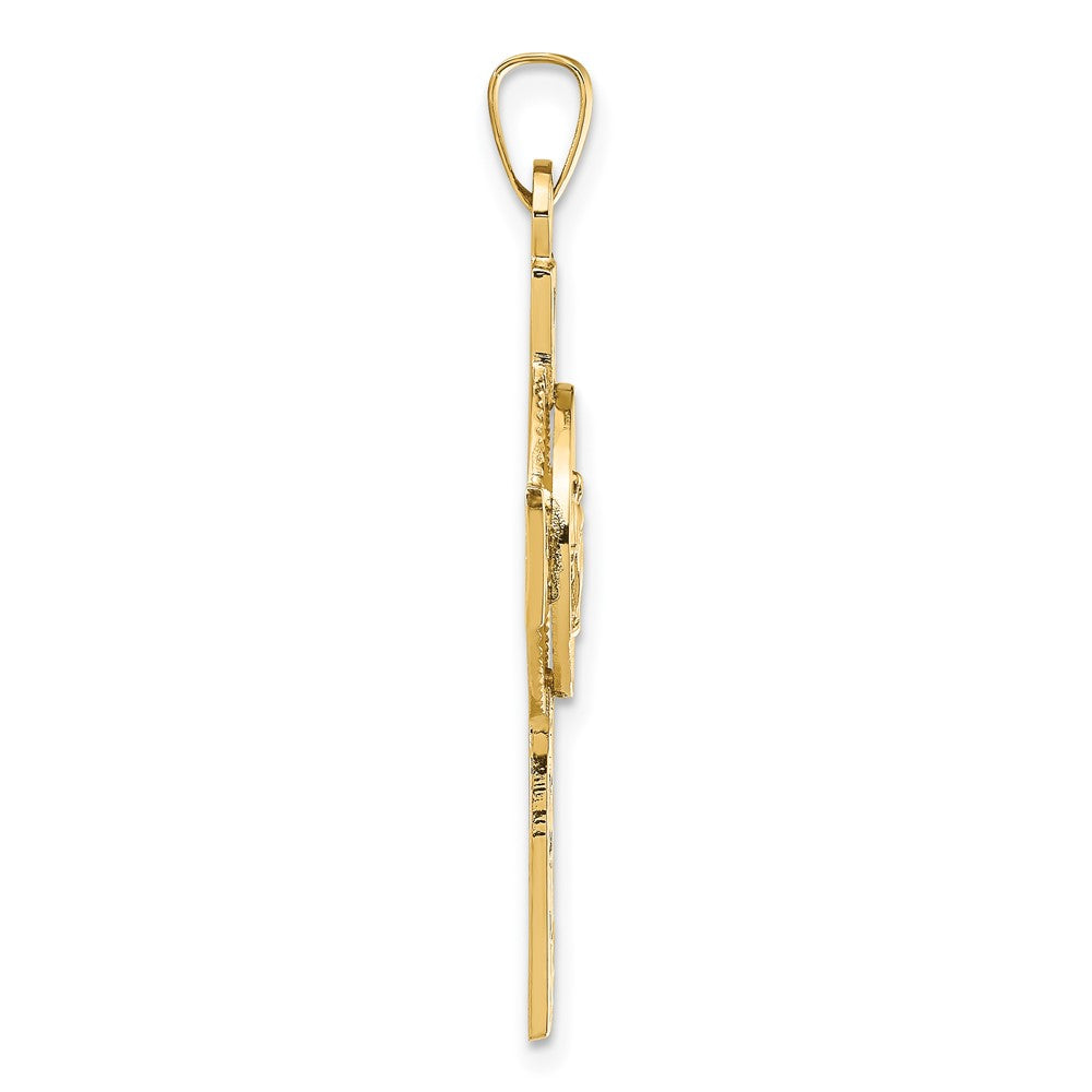 14k Yellow Gold Cross with Miraculous Medal Pendant