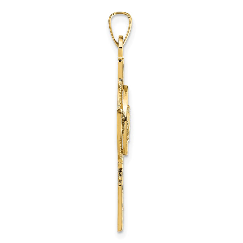 14k Yellow Gold Cross with Miraculous Medal Pendant