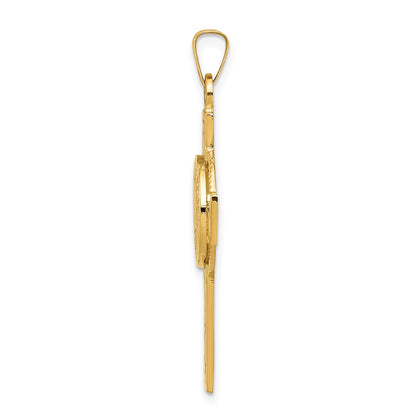 14k Yellow Gold Cross w/St. Christopher Medal Pendant