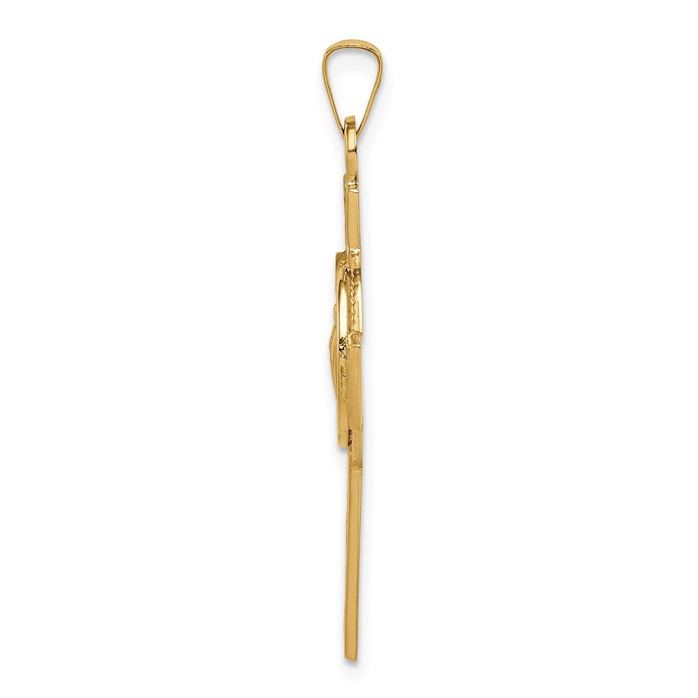 14k Yellow Gold Cross w/St. Jude Medal Pendant