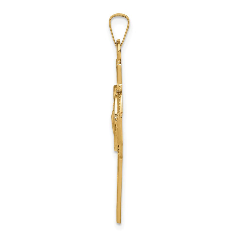 14k Yellow Gold Cross w/St. Jude Medal Pendant