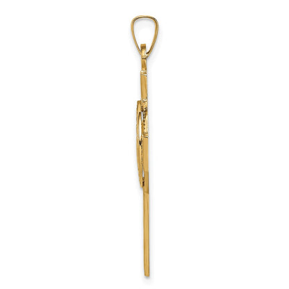 14k Yellow Gold Cross w/Navy Insignia Pendant