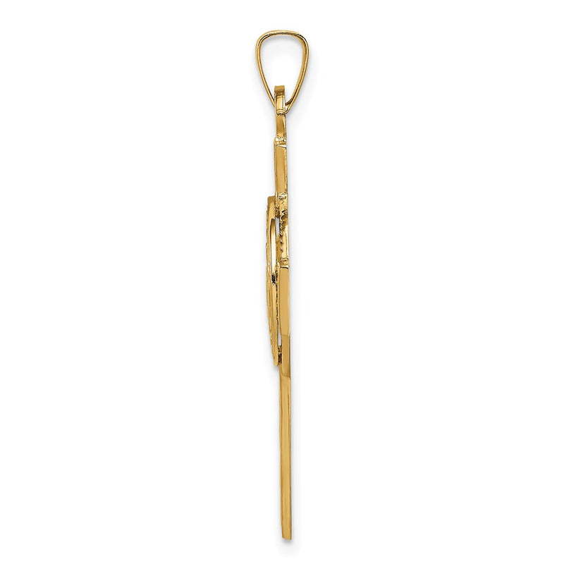 14k Yellow Gold Cross w/Navy Insignia Pendant