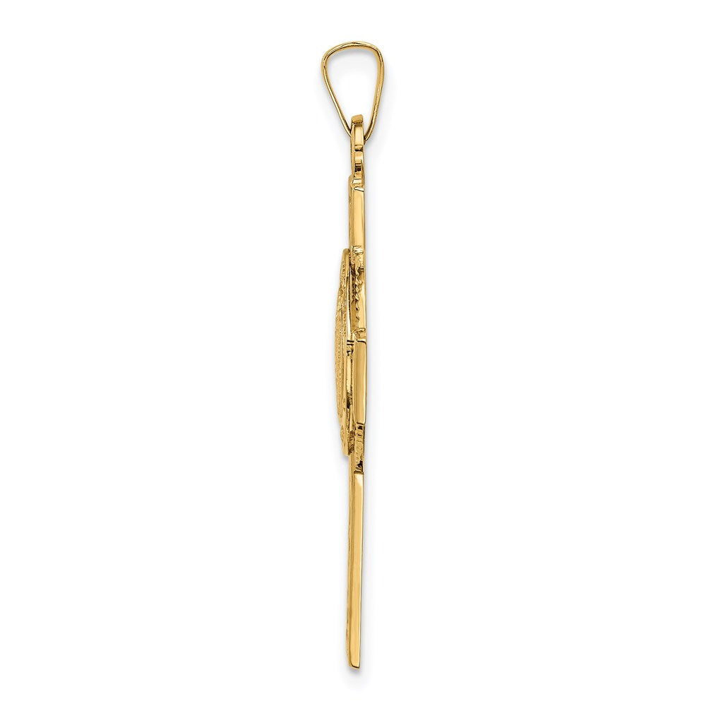 14k Yellow Gold Army Insignia Cross Pendant