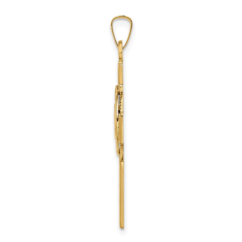14k Yellow Gold Cross w/Coast Guard Insignia Pendant
