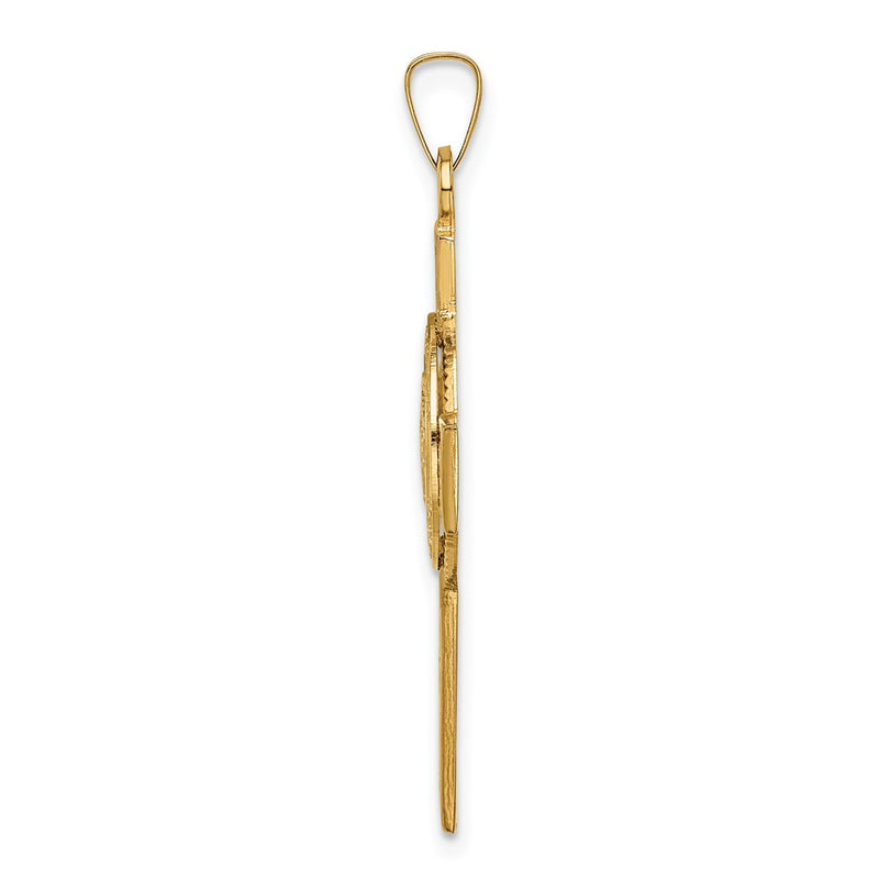14k Yellow Gold Cross w/Marine Corps Insignia Pendant