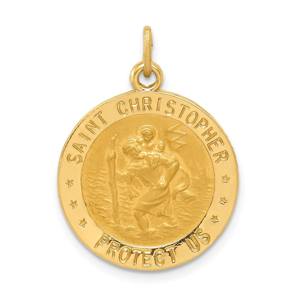 14k Yellow Gold US Coast Guard Saint Christopher Medal Pendant
