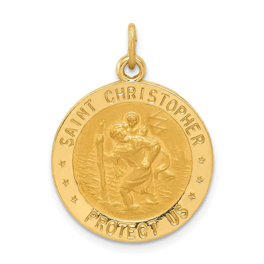 14k Yellow Gold US Coast Guard Saint Christopher Medal Pendant