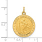 14k Yellow Gold US Navy Saint Christopher Medal Pendant
