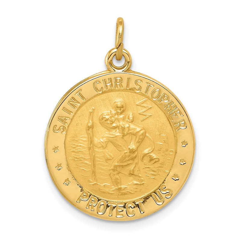 14k Yellow Gold US Navy Saint Christopher Medal Pendant
