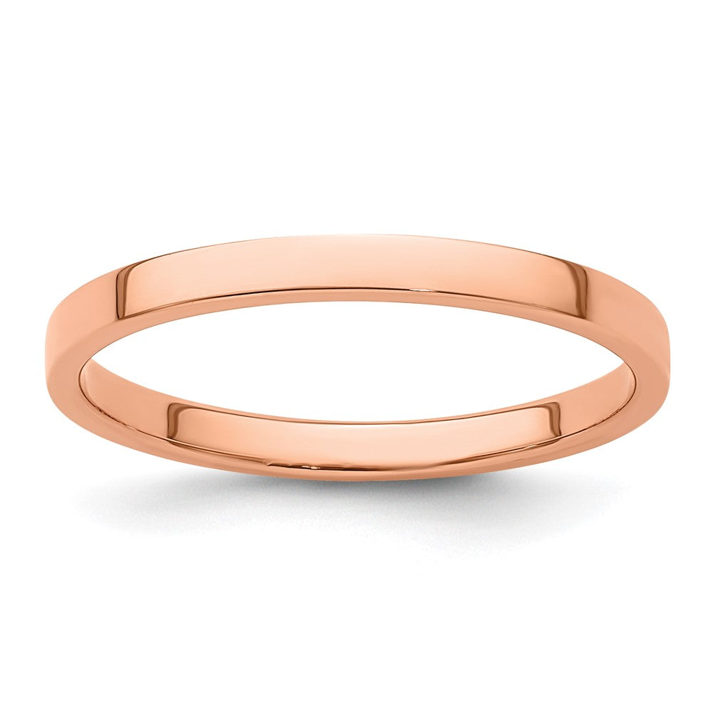 Solid 14K Yellow Gold Rose Gold 2mm Light Weight Flat Men's/Women's Wedding Band Ring Size 13.5