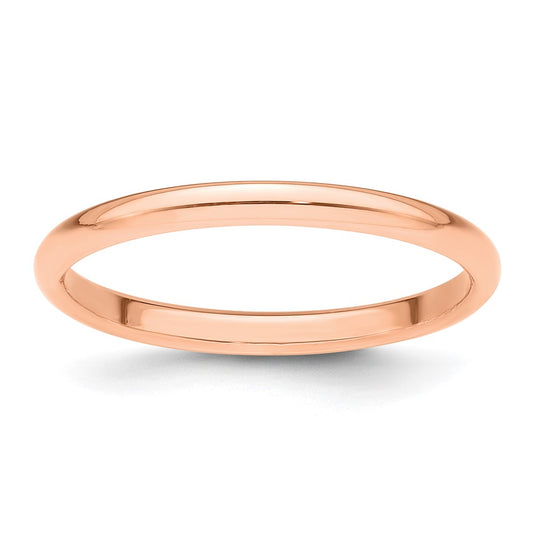 Solid 14K Yellow Gold Rose Gold 2mm Half-Round Wedding Men's/Women's Wedding Band Ring Size 8