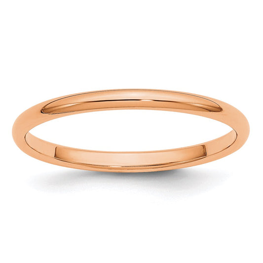 Solid 18K Yellow Gold Rose Gold 2mm Half Round Men's/Women's Wedding Band Ring Size 8.5