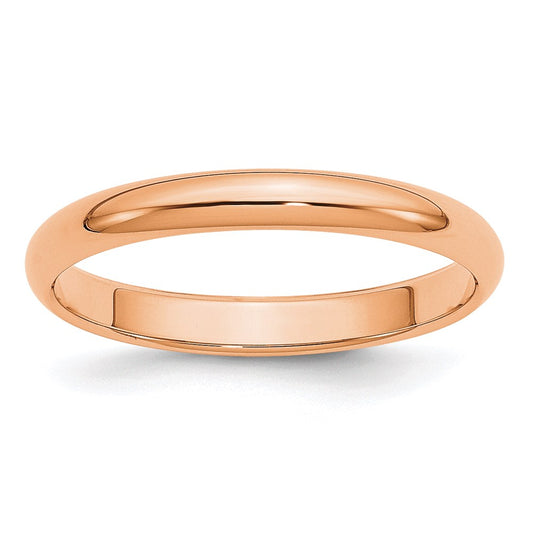 Solid 18K Yellow Gold Rose Gold 3mm Half-Round Wedding Men's/Women's Wedding Band Ring Size 9.5