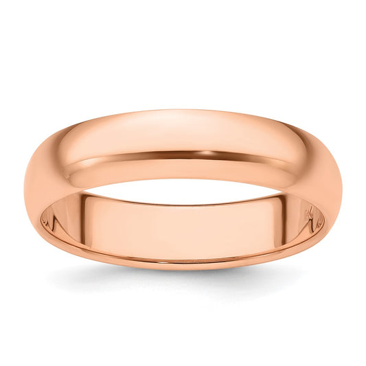 Solid 14K Yellow Gold Rose Gold 5mm Half-Round Wedding Men's/Women's Wedding Band Ring Size 7