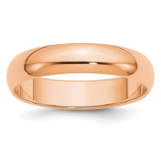 Solid 18K Yellow Gold Rose Gold 5mm Half-Round Wedding Men's/Women's Wedding Band Ring Size 5