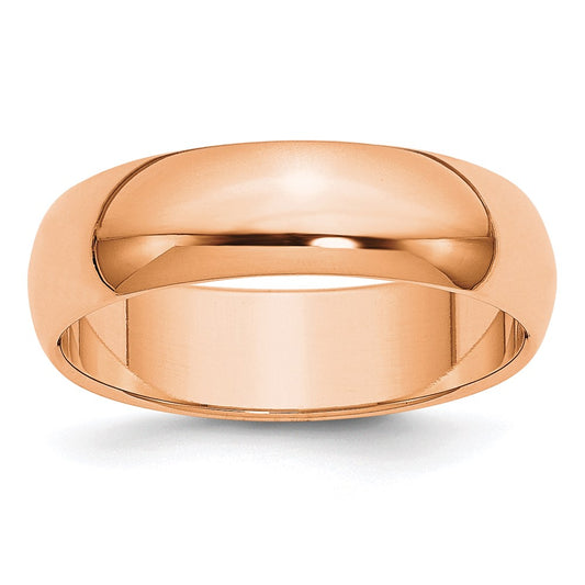 Solid 18K Yellow Gold Rose Gold 6mm Half-Round Wedding Men's/Women's Wedding Band Ring Size 6.5
