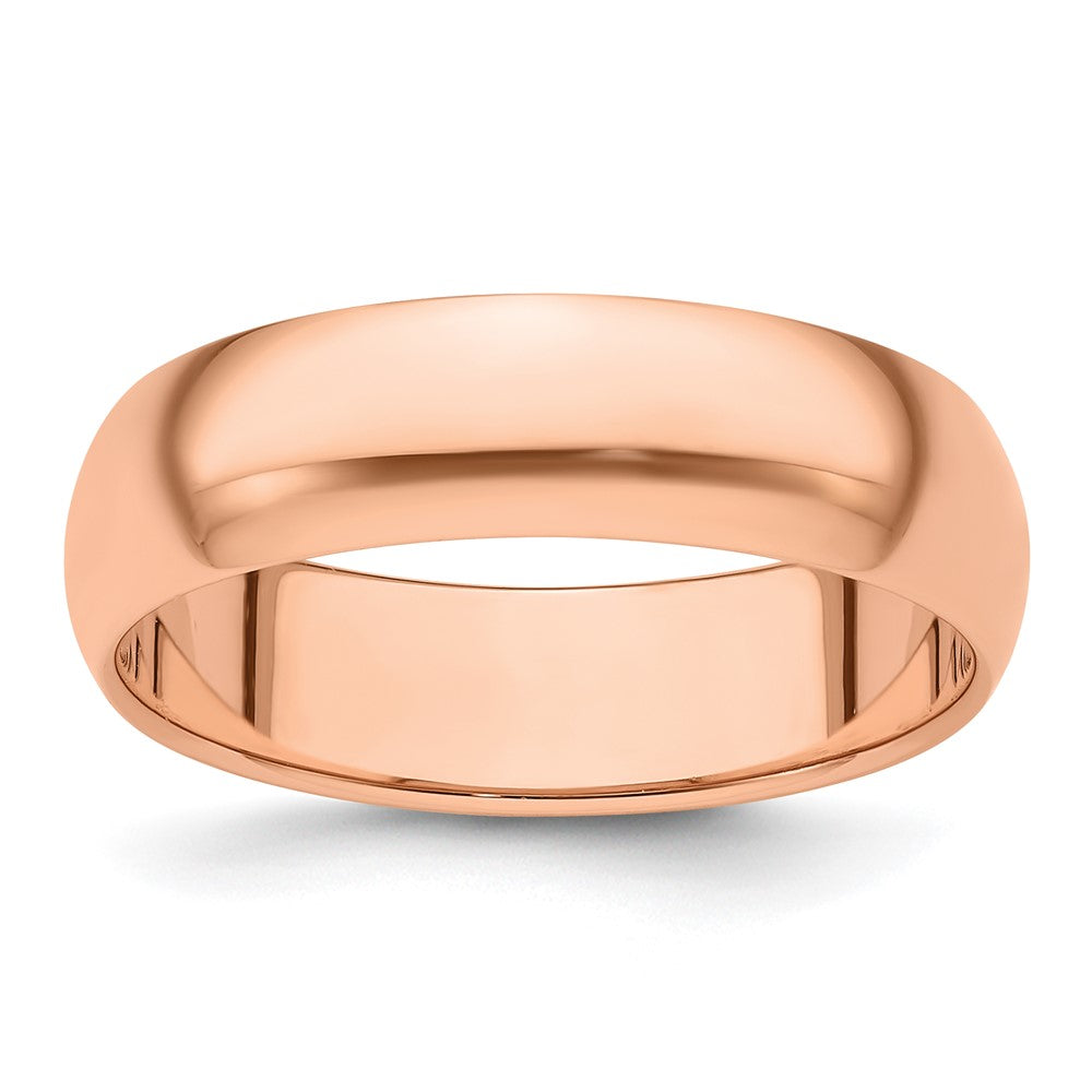 Solid 14K Yellow Gold Rose Gold 6mm Half-Round Wedding Men's/Women's Wedding Band Ring Size 7