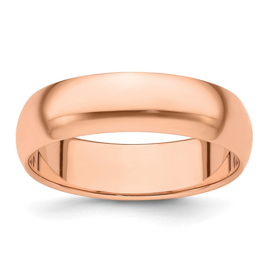 Solid 14K Yellow Gold Rose Gold 6mm Half-Round Wedding Men's/Women's Wedding Band Ring Size 9