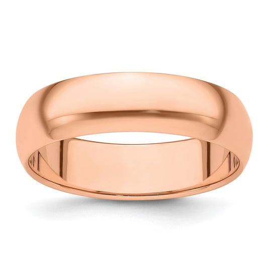 Solid 14K Yellow Gold Rose Gold 6mm Half-Round Wedding Men's/Women's Wedding Band Ring Size 8.5