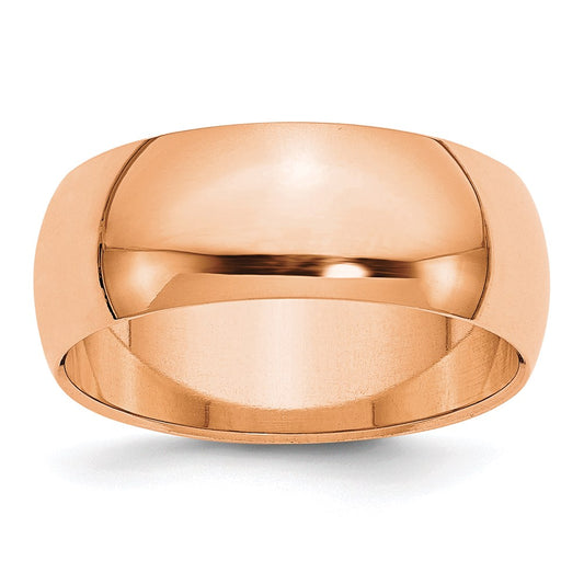 Solid 14K Yellow Gold Rose Gold 8mm Half-Round Wedding Men's/Women's Wedding Band Ring Size 5.5