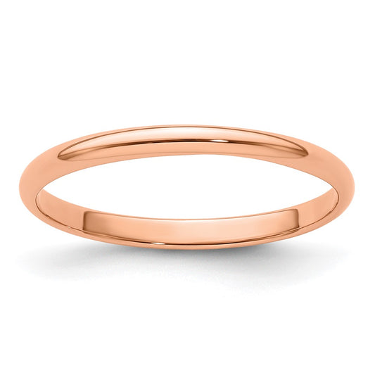 Solid 14K Yellow Gold Rose Gold 2mm Light Weight Half Round Men's/Women's Wedding Band Ring Size 4
