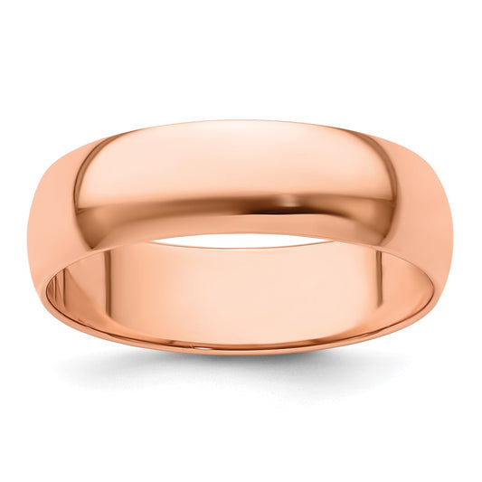 Solid 14K Yellow Gold Rose Gold 6mm Light Weight Half Round Men's/Women's Wedding Band Ring Size 4