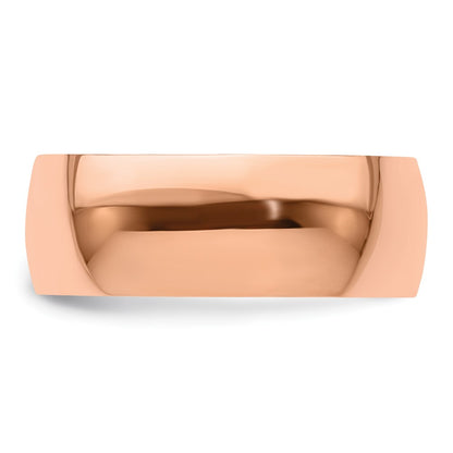 Solid 14K Yellow Gold Rose Gold 8mm Light Weight Half Round Men's/Women's Wedding Band Ring Size 4