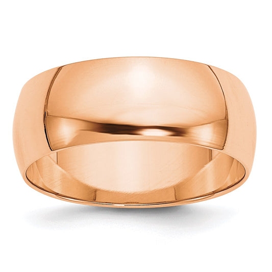 Solid 18K Yellow Gold Rose Gold 8mm Light Weight Half Round Men's/Women's Wedding Band Ring Size 4