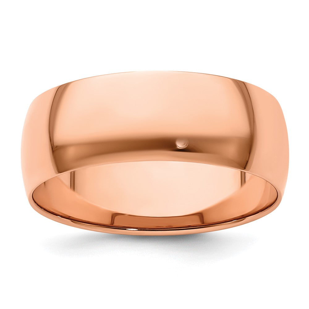 Solid 14K Yellow Gold Rose Gold 8mm Light Weight Half Round Men's/Women's Wedding Band Ring Size 4