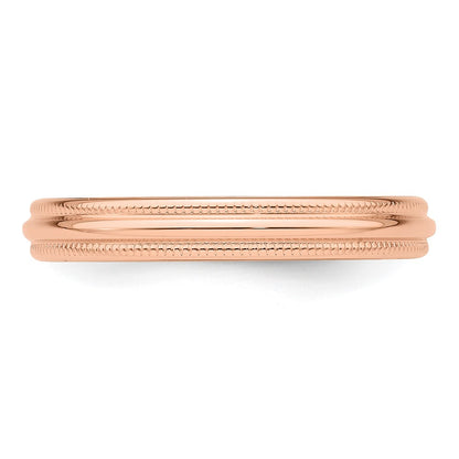 Solid 14K Yellow Gold Rose Gold 3mm Milgrain Half-Round Wedding Men's/Women's Wedding Band Ring Size 10