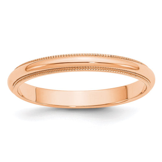 Solid 18K Yellow Gold Rose Gold 3mm Milgrain Half-Round Wedding Men's/Women's Wedding Band Ring Size 11