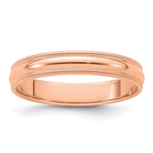 Solid 14K Yellow Gold Rose Gold 4mm Milgrain Half Round Men's/Women's Wedding Band Ring Size 13.5