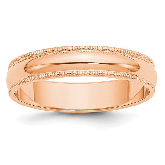 Solid 18K Yellow Gold Rose Gold 5mm Milgrain Half-Round Wedding Men's/Women's Wedding Band Ring Size 7