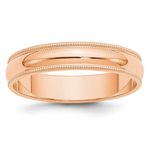Solid 18K Yellow Gold Rose Gold 5mm Milgrain Half-Round Wedding Men's/Women's Wedding Band Ring Size 12