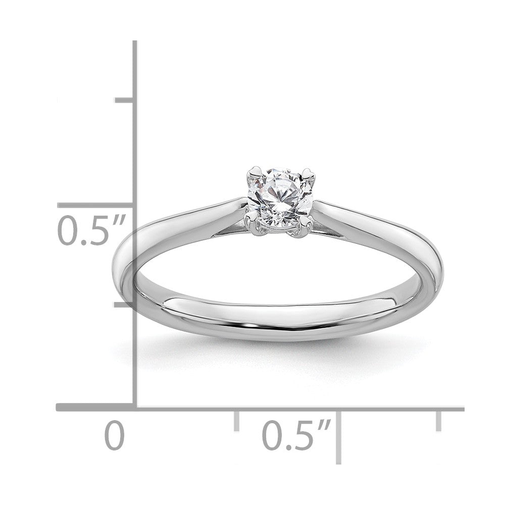 0.25ct. CZ Solid Real 14k White Gold Round Solitaire Engagement Ring Engagement Polished