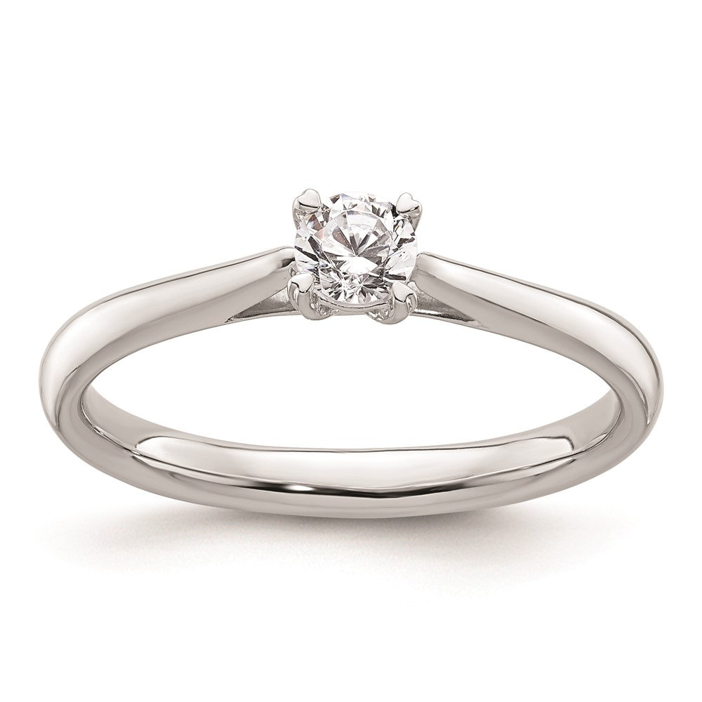 0.25ct. CZ Solid Real 14k White Gold Round Solitaire Engagement Ring Engagement Polished