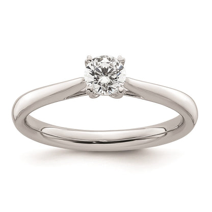 0.33ct. CZ Solid Real 14k White Gold Round Solitaire Engagement Ring Engagement Polished