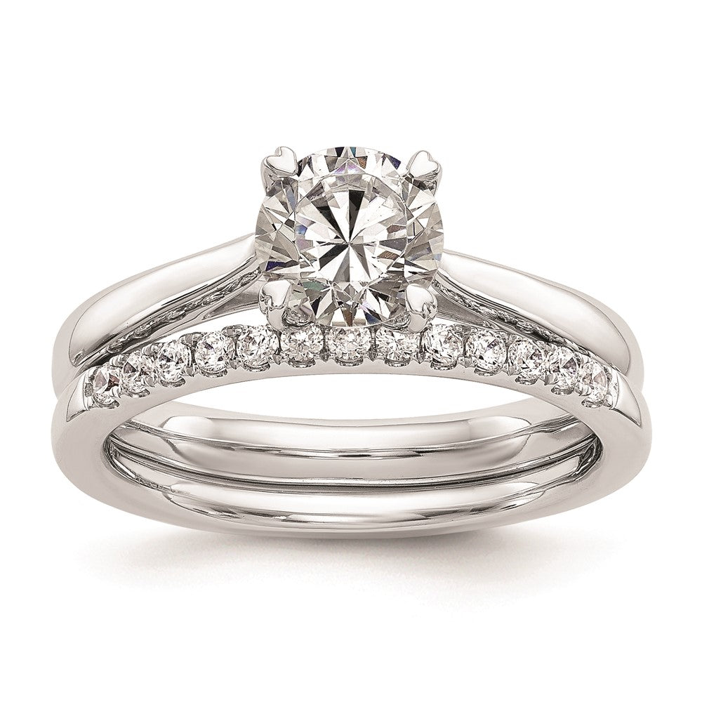 1.00ct. CZ Solid Real 14k White Gold Round Solitaire Engagement Ring Engagement Polished