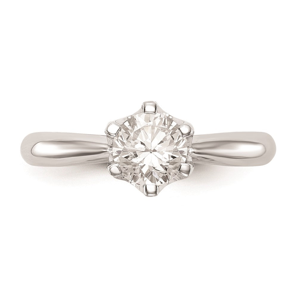 1.00ct. CZ Solid Real 14k White Gold Solitaire Engagement Ring