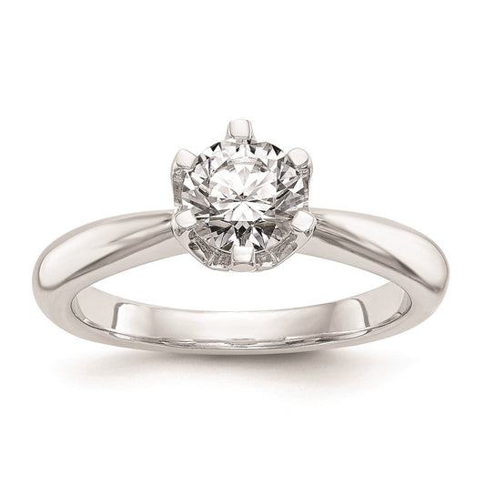 1.00ct. CZ Solid Real 14k White Gold Solitaire Engagement Ring