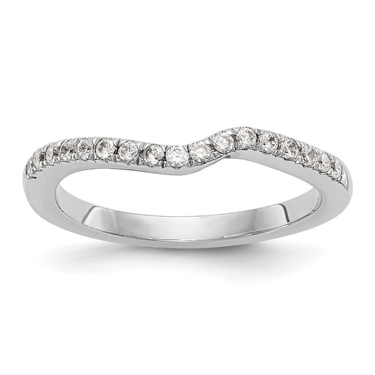 0.18ct. CZ Solid Real 14K White Gold Contoured Wedding Wedding Band Ring