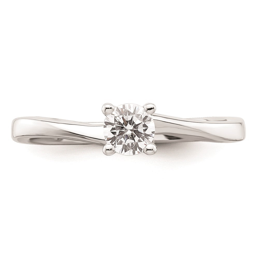 0.33ct. CZ Solid Real 14K White Gold Round Solitaire Engagement Ring Engagement Polished